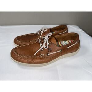 SAS Catalina Lace Up Boat Shoes Brown Leather 10.5 Support Comfort Lightweight